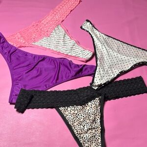 Victoria's Secret Pink, Purple, Black & White Mixed Thong Set